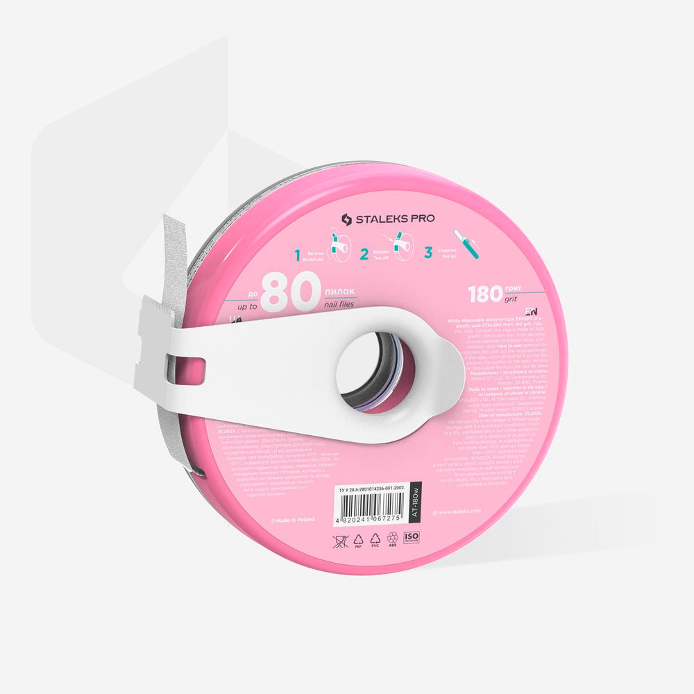 AT-180w | Disposable white abrasive tape EXPERT 180 grit in a plastic case