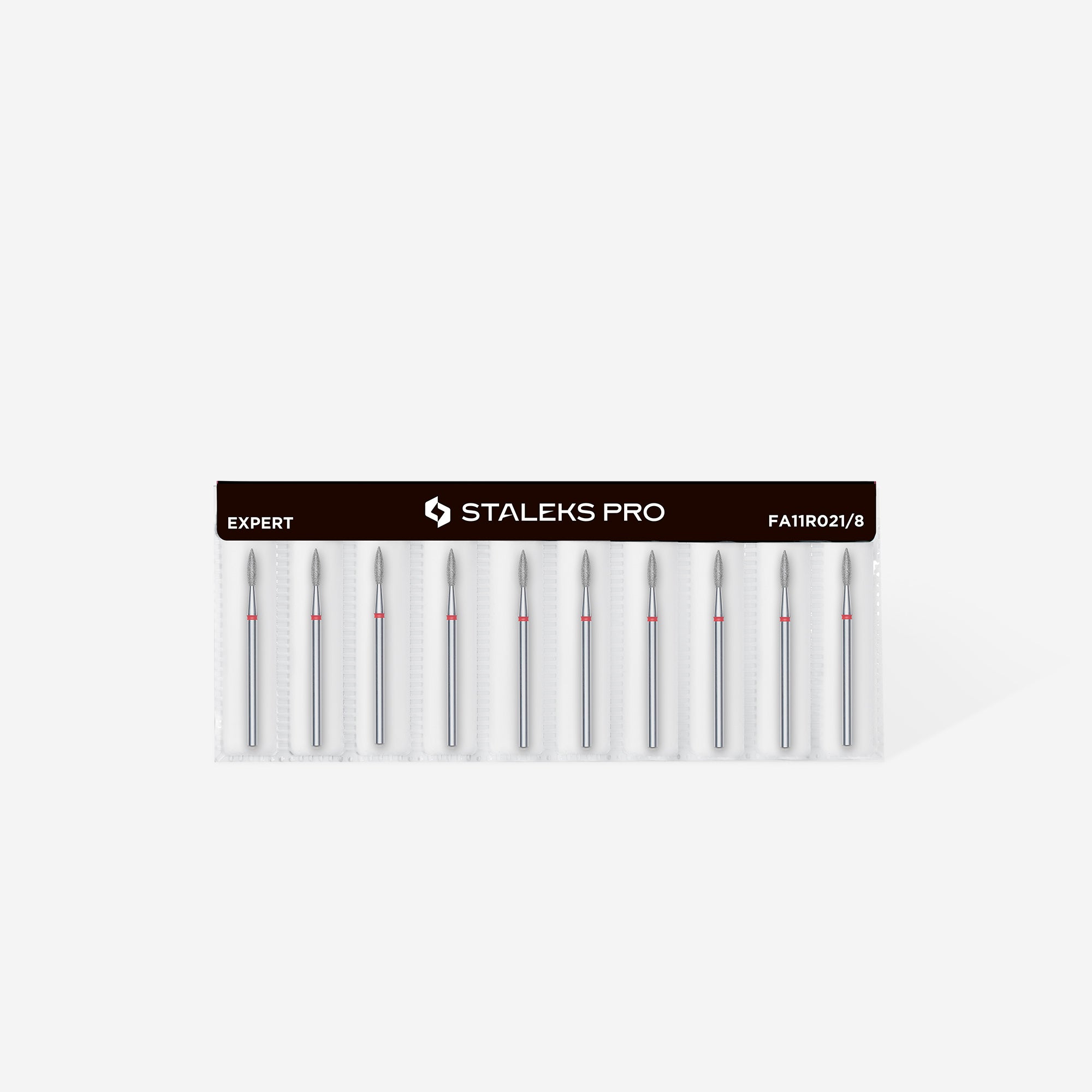 Diamond nail drill bit pointed flame red EXPERT head diameter 2.1 mm / working part 8 mm