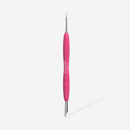 Manicure pusher Gummy with silicone handle UNIQ 11 TYPE 2 (beveled and loop pusher)