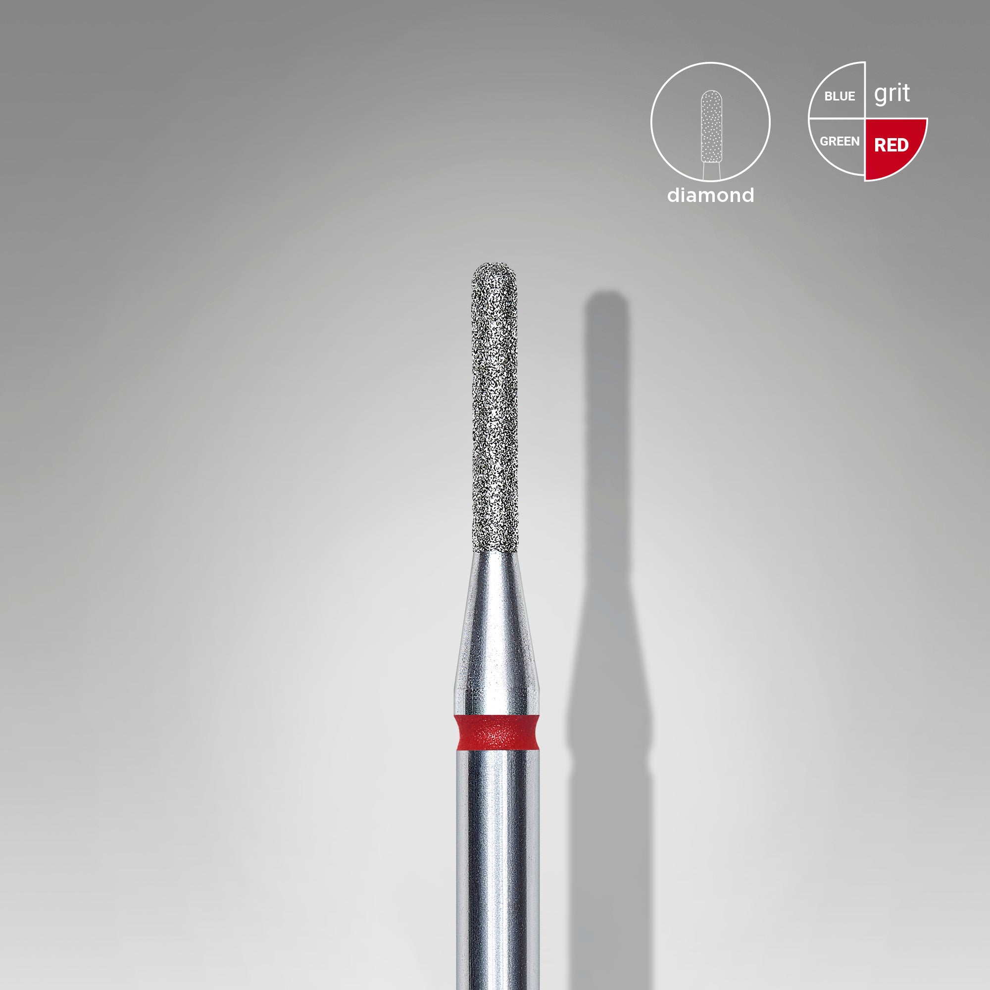 Diamond nail drill bit rounded cylinder red EXPERT head diameter 1.4 mm / working part 8 mm