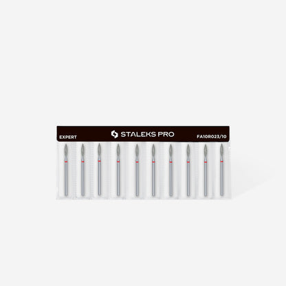 Diamond nail drill bit flame red EXPERT head diameter 2.3 mm / working part 10 mm