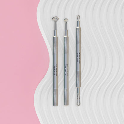 Cosmetology toolset “Clean Skin” BEAUTY & CARE 30 (Uno spoon, round tool with 19 holes and double-ended loop)