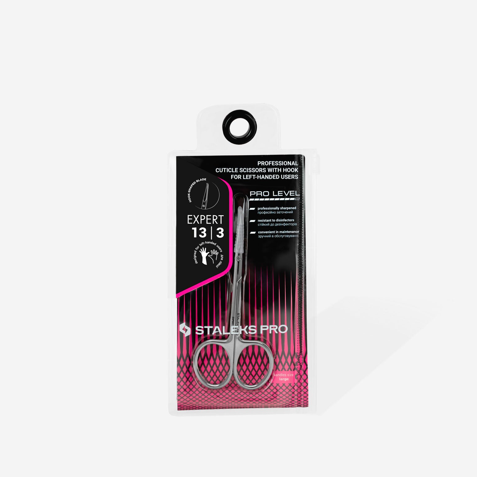 Professional cuticle scissors, hook, left-handed EXPERT 13 TYPE 3